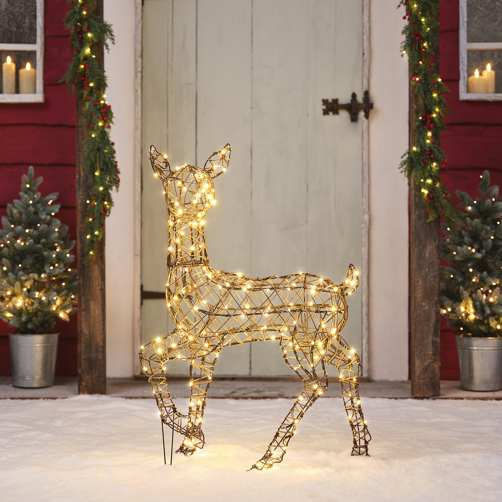 Biche Lumineuse en Rotin Studley de 88 cm à LED Bicolore
