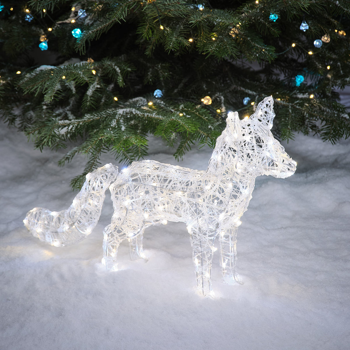 Renard Arctique Lumineux Baffin de 43 cm en Acrylique à LED Bicolores