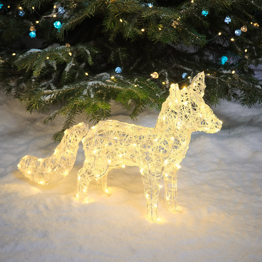 Renard Arctique Lumineux Baffin de 43 cm en Acrylique à LED Bicolores