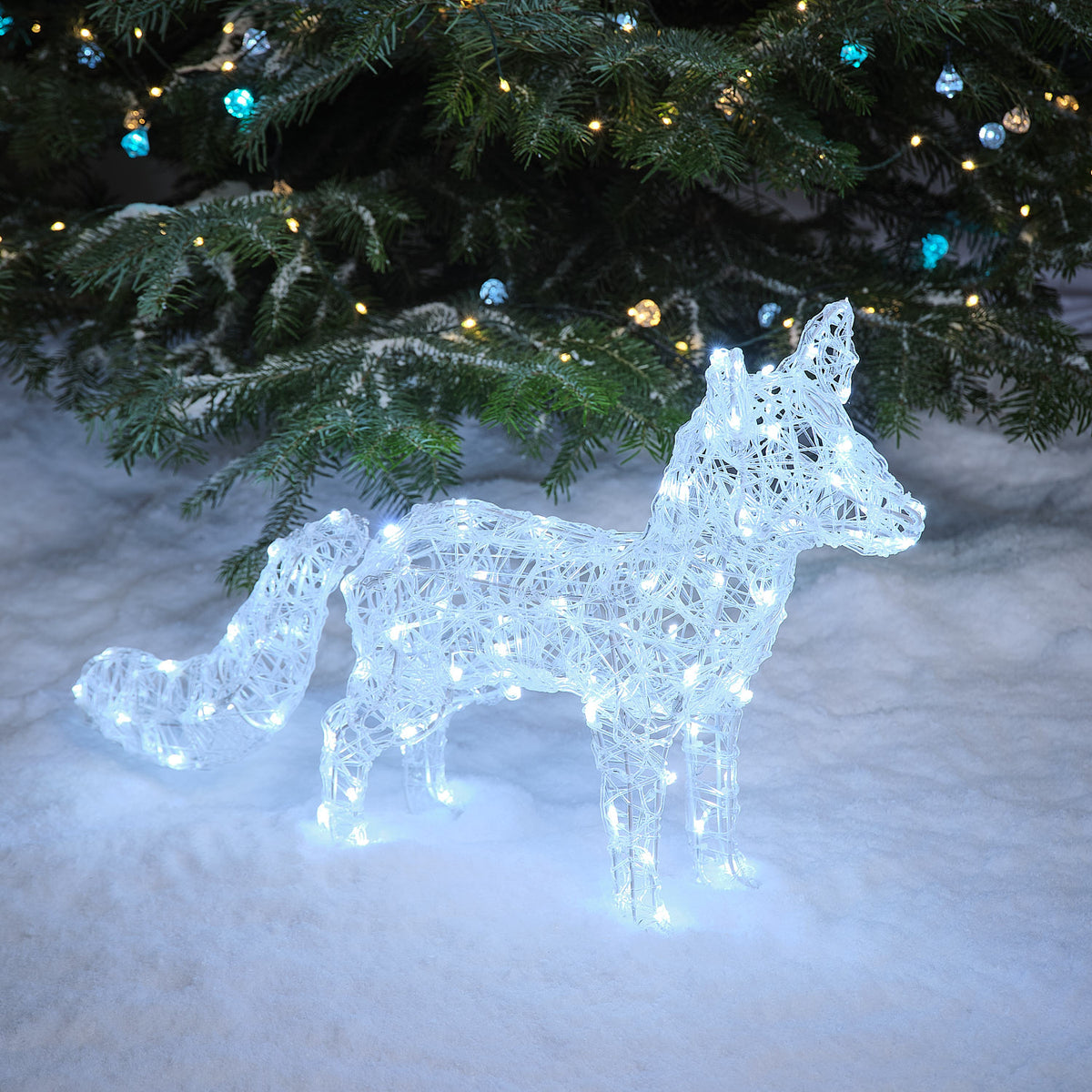 Renard Arctique Lumineux Baffin de 43 cm en Acrylique à LED Bicolores