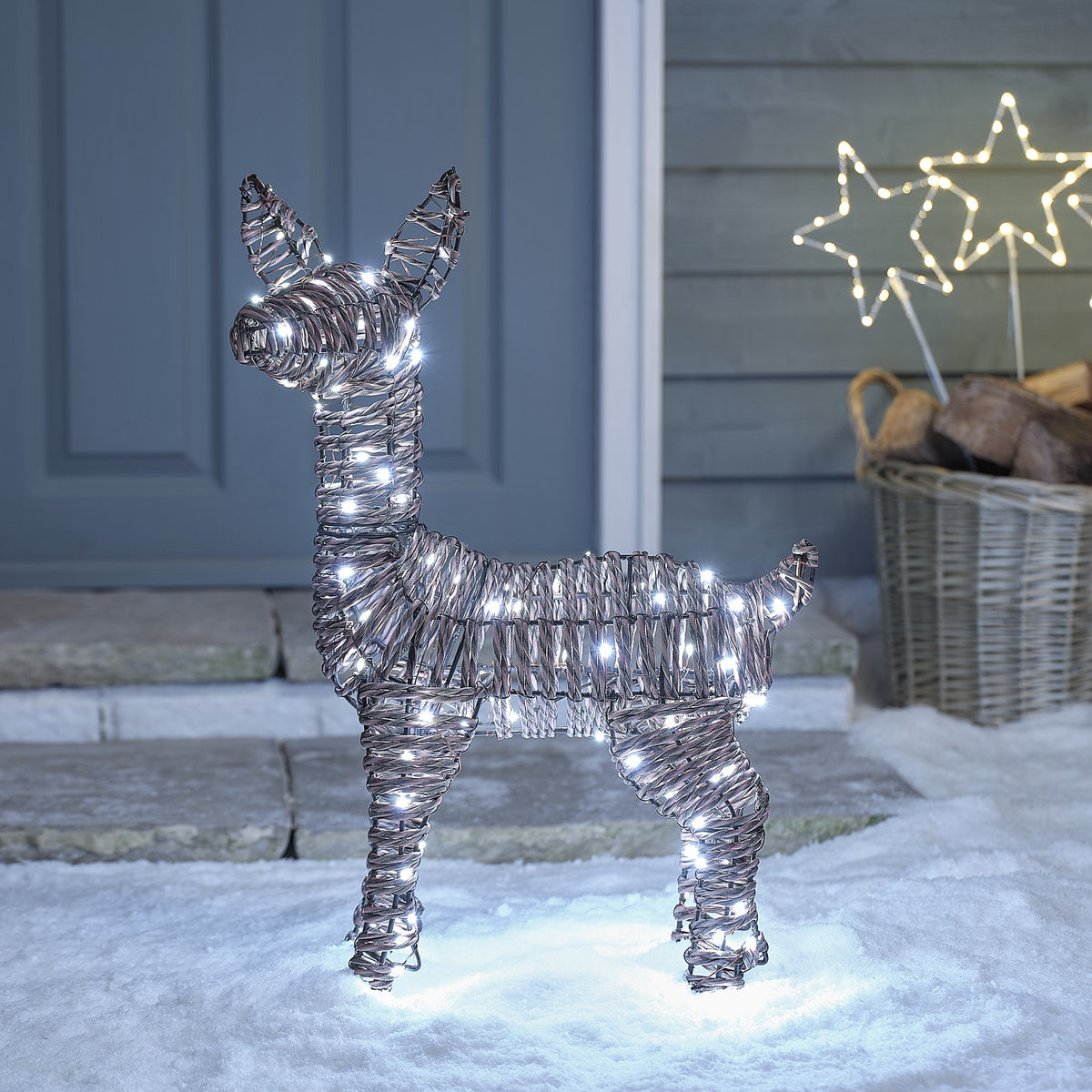 Faon Lumineux en Rotin Pateley de 62 cm à LED Bicolores
