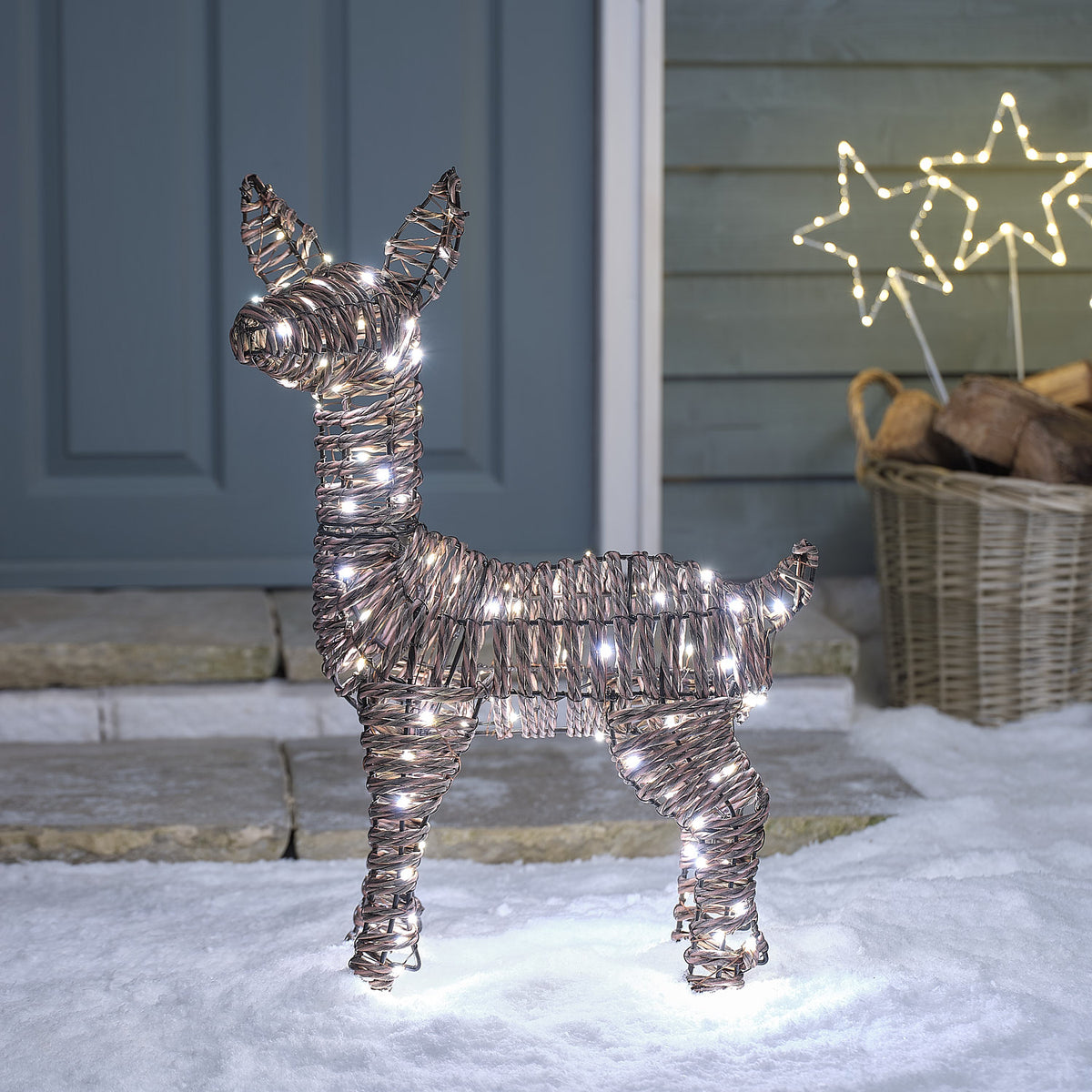 Faon Lumineux en Rotin Pateley de 62 cm à LED Bicolores