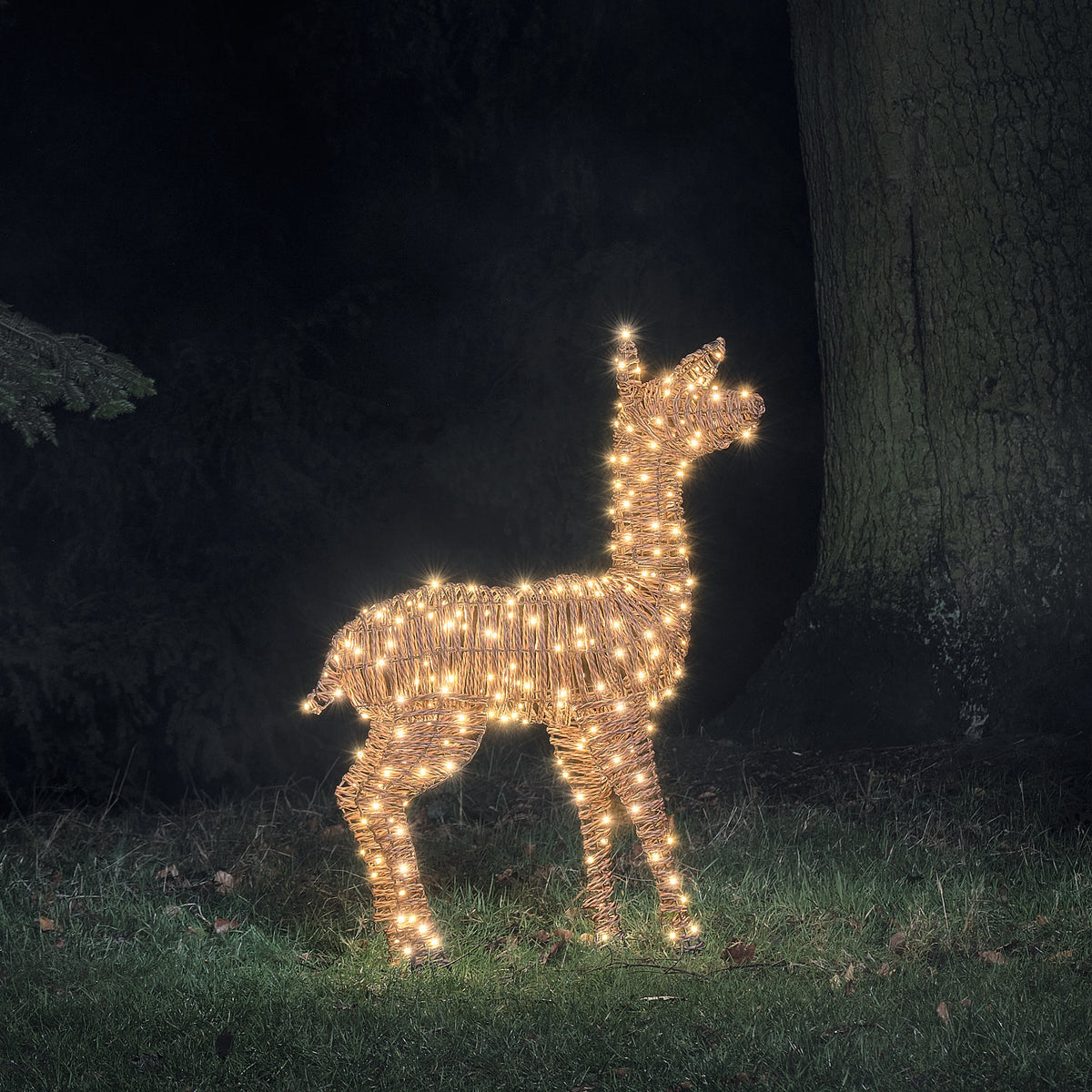 Biche Lumineuse Pateley de 110 cm en Rotin à LED Bicolores