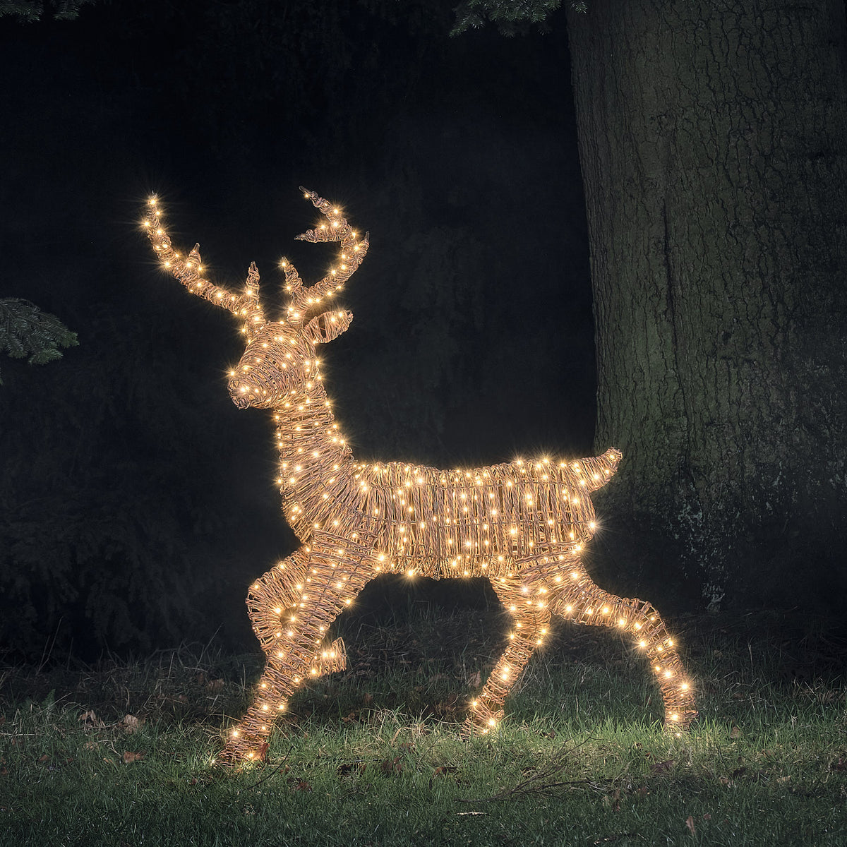 Renne Lumineux Pateley de 125 cm en Rotin à LED Bicolores
