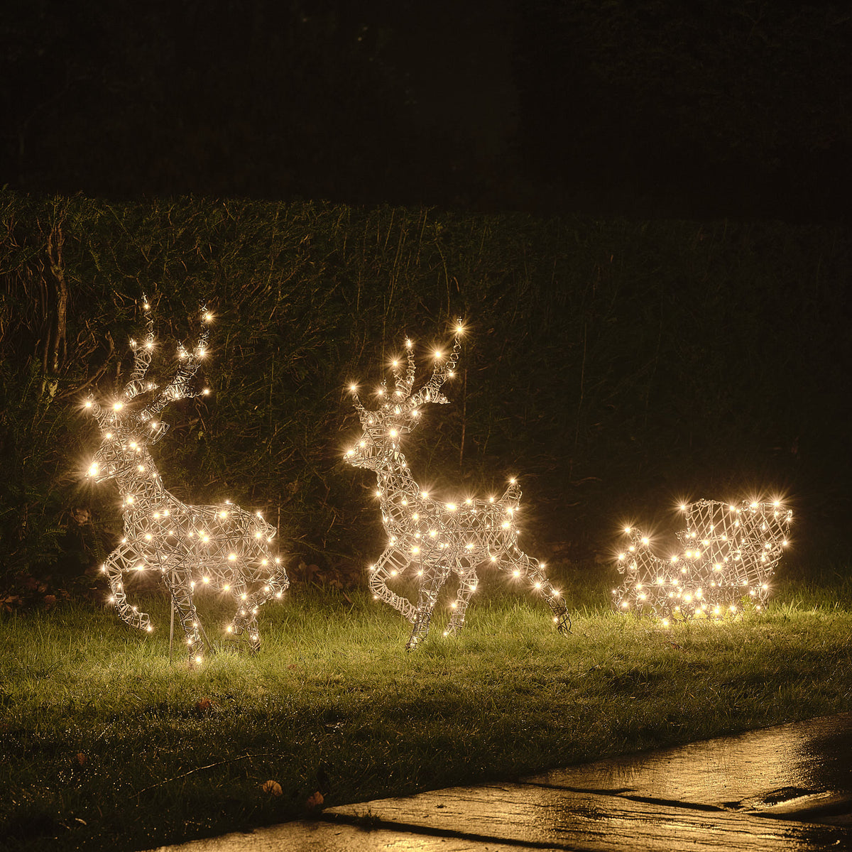 Rennes et Traîneau Lumineux Harlow de 64 cm à LED Bicolores