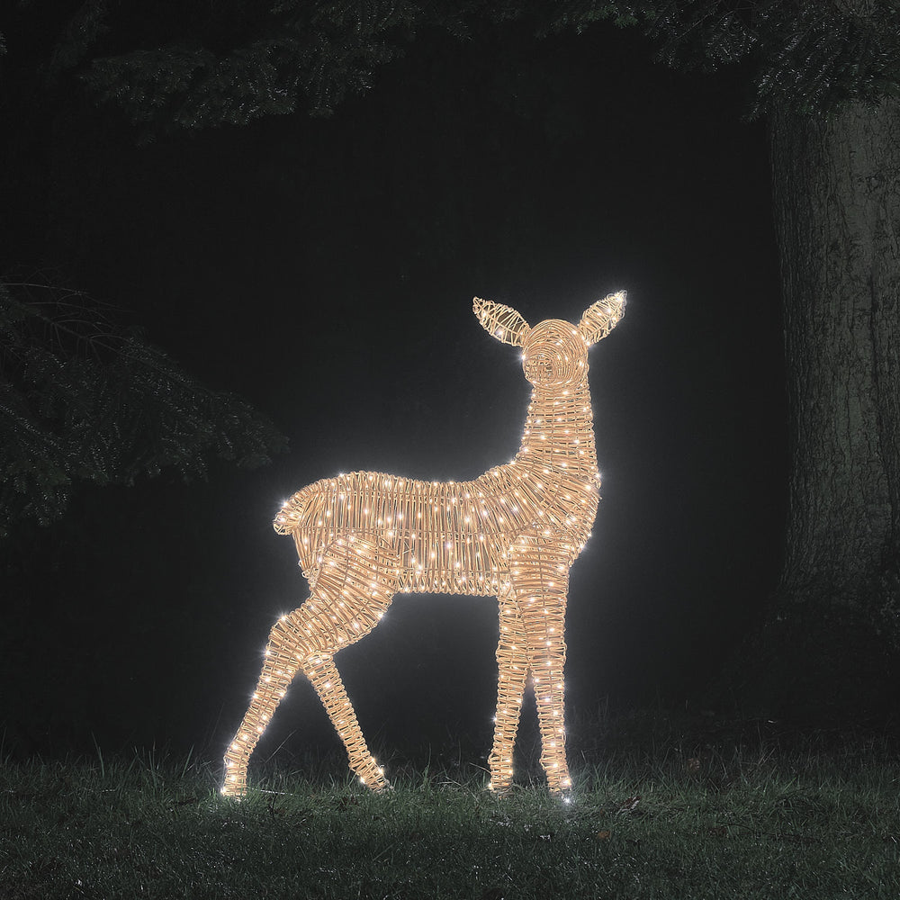 Biche Lumineuse Leyburn de 1,1 m en Rotin à 400 LED Bicolores