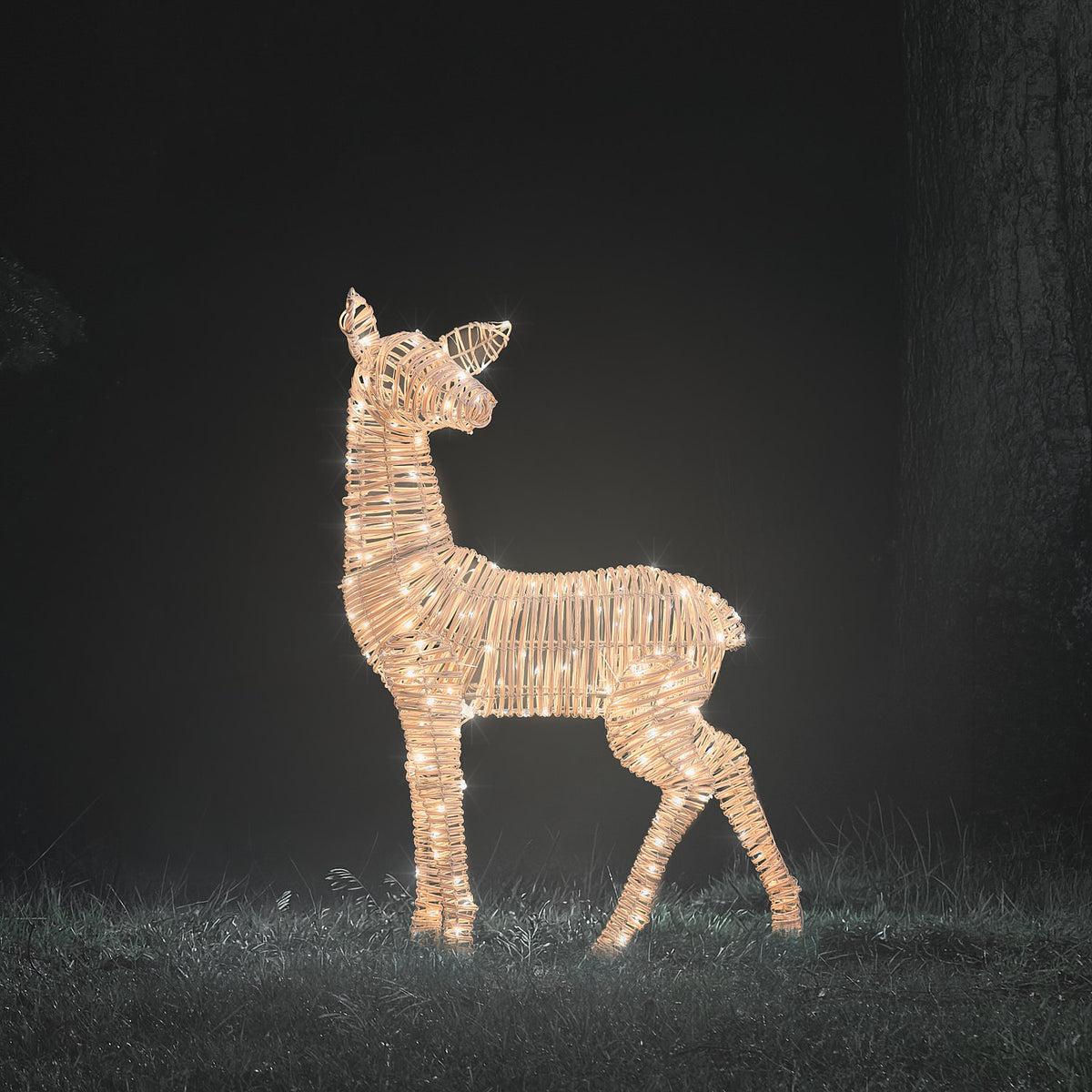 Grand Faon Lumineux Leyburn de 80 cm en Rotin à 200 LED Bicolores