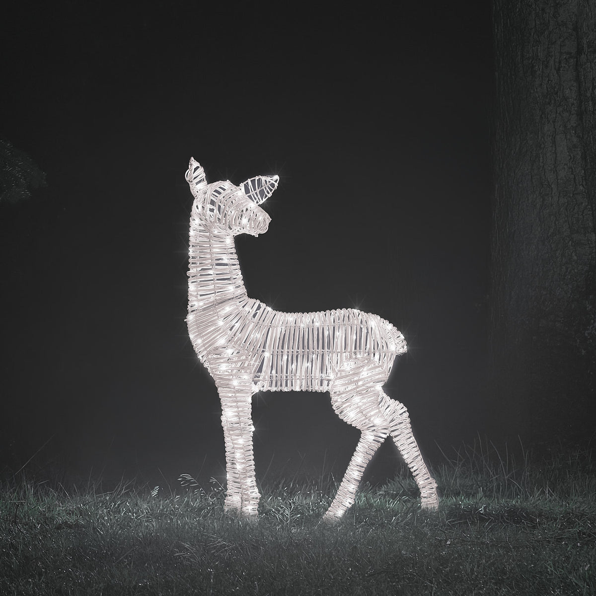 Grand Faon Lumineux Leyburn de 80 cm en Rotin à 200 LED Bicolores