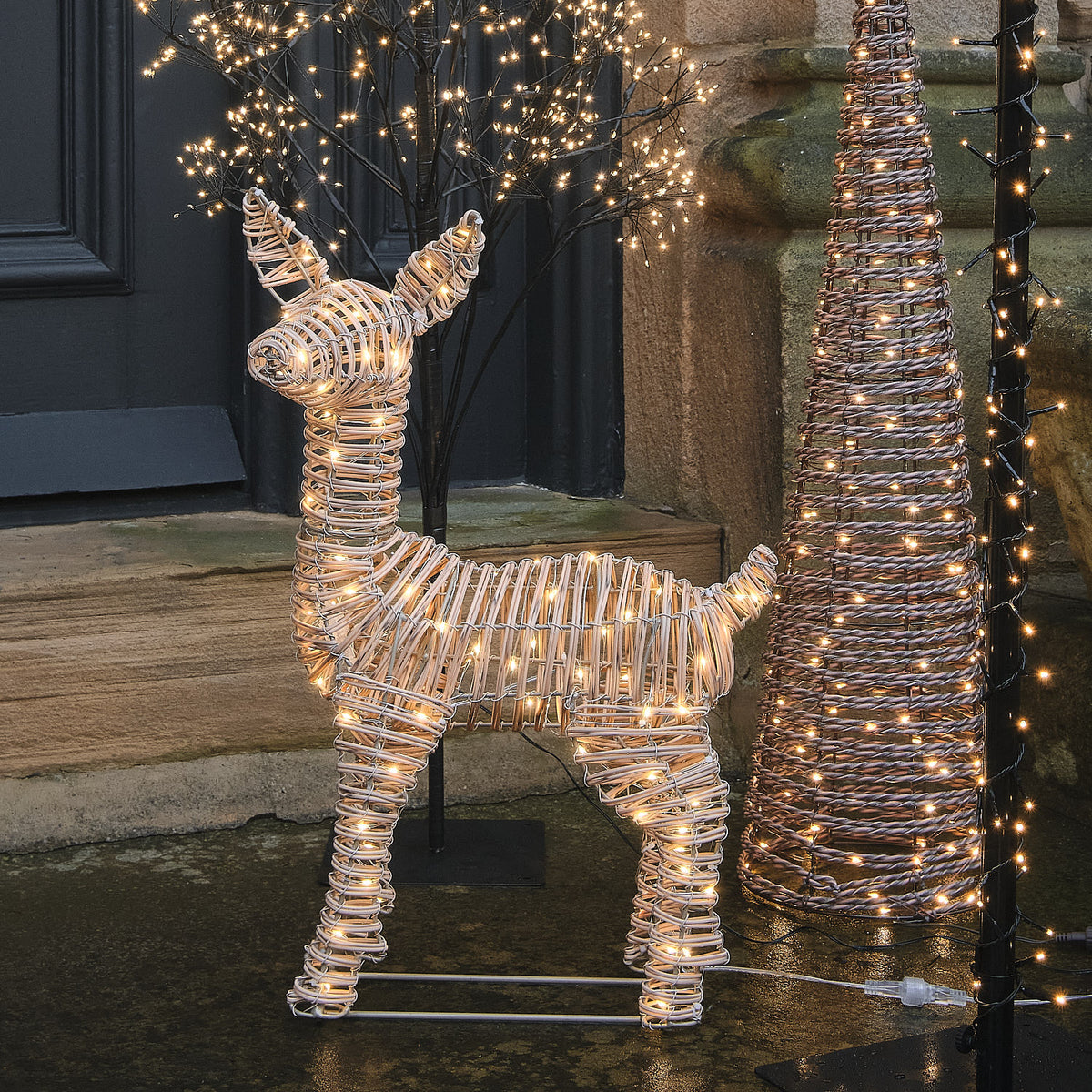 Faon Lumineux Leyburn de 62 cm en Rotin à LED Bicolores