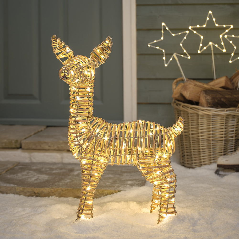 Faon Lumineux Leyburn de 62 cm en Rotin à LED Bicolores