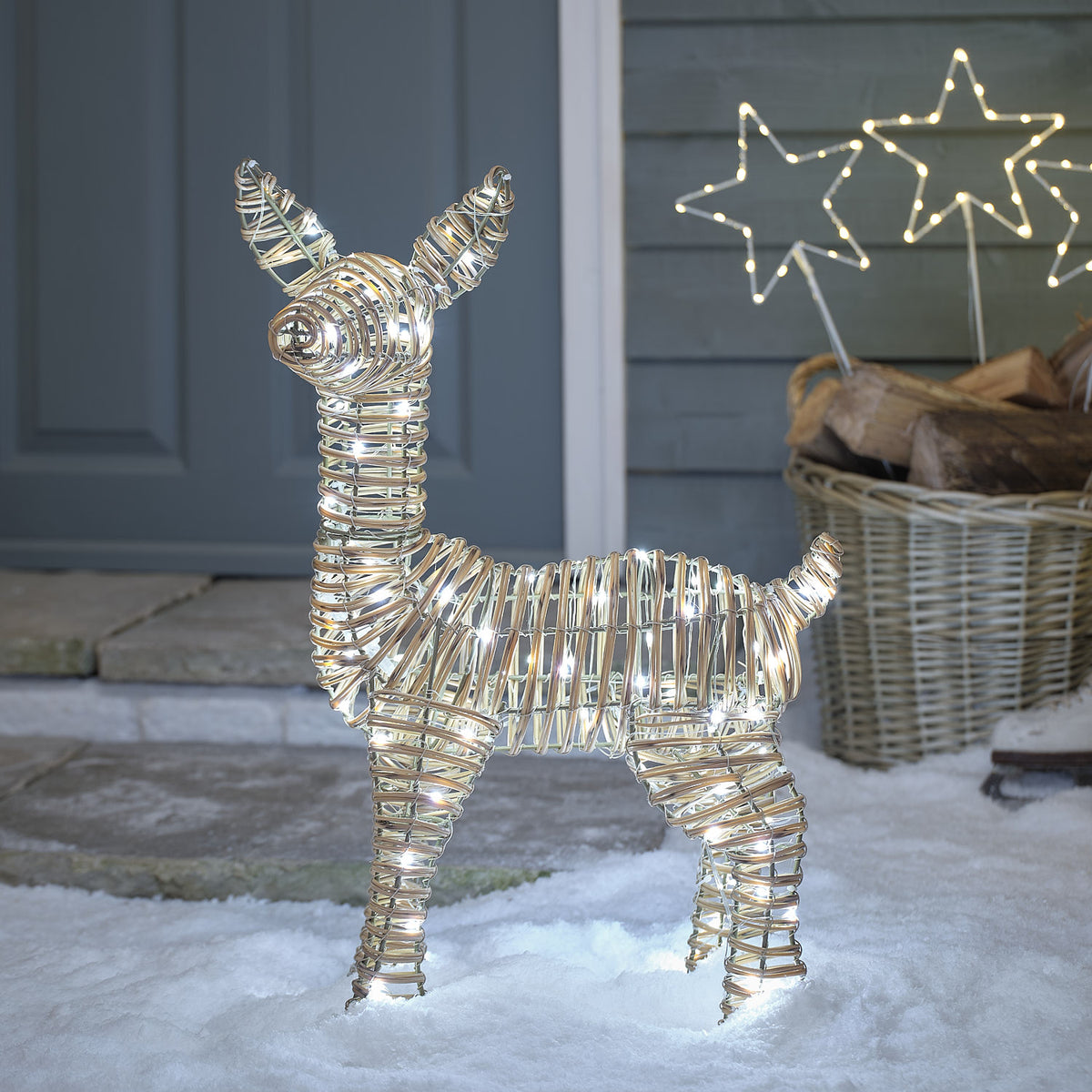 Faon Lumineux Leyburn de 62 cm en Rotin à LED Bicolores