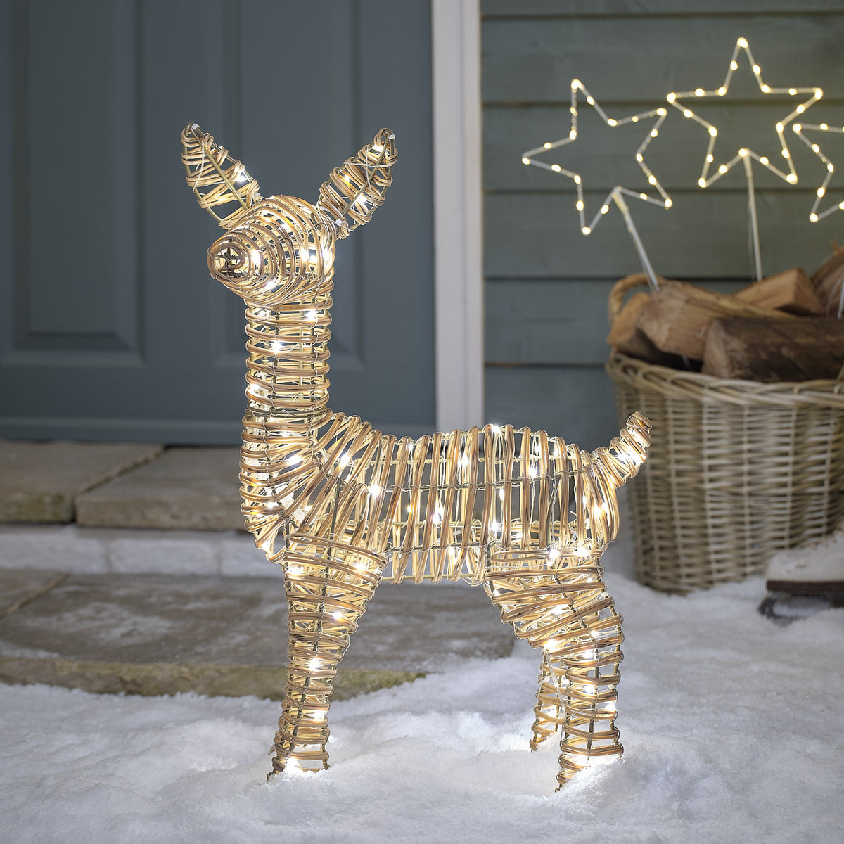 Faon Lumineux Leyburn de 62 cm en Rotin à LED Bicolores