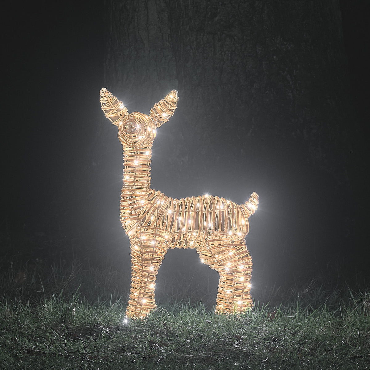 Faon Lumineux Leyburn de 62 cm en Rotin à LED Bicolores