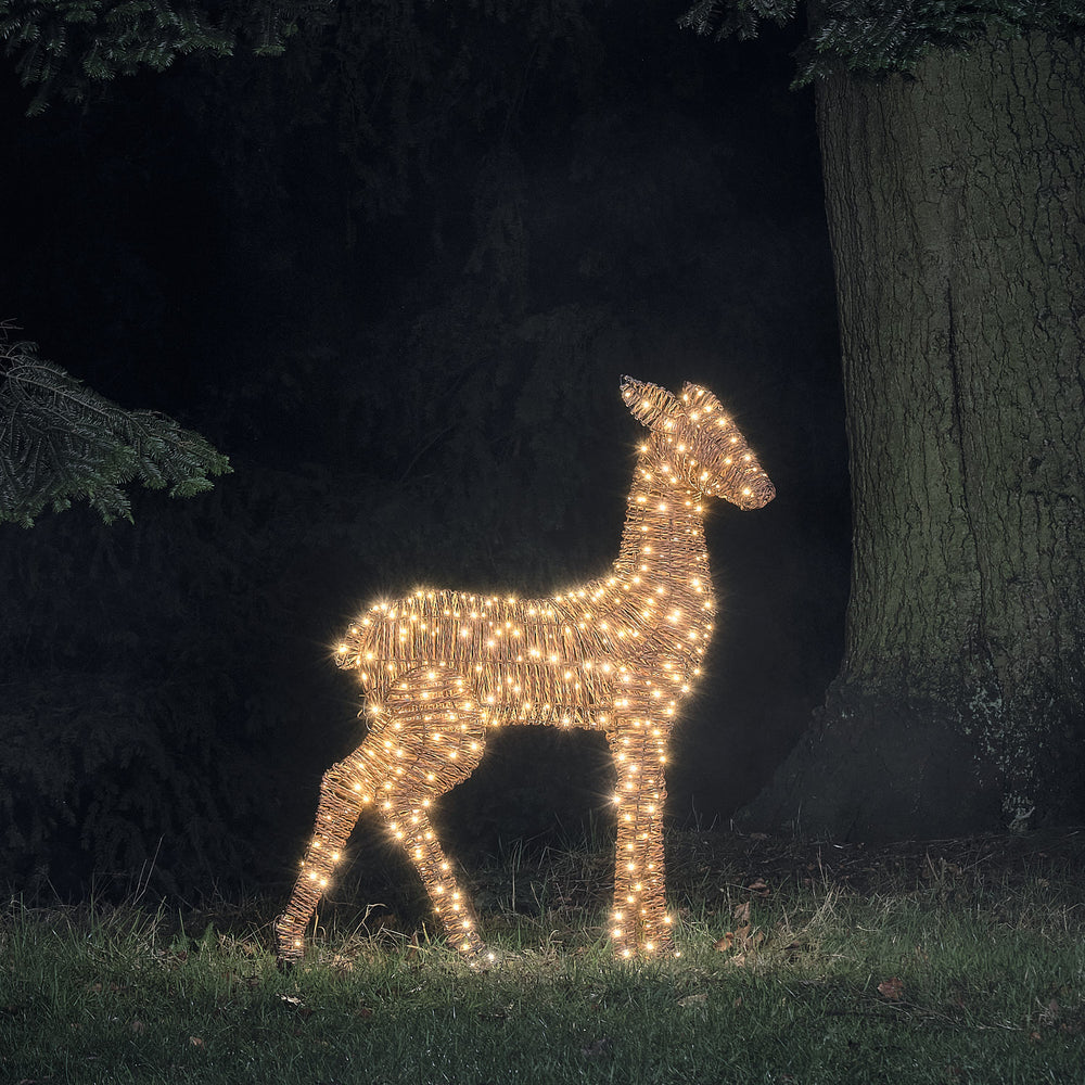 Grande Biche Lumineuse Pateley de 1,1 m en Rotin à 400 LED Bicolores