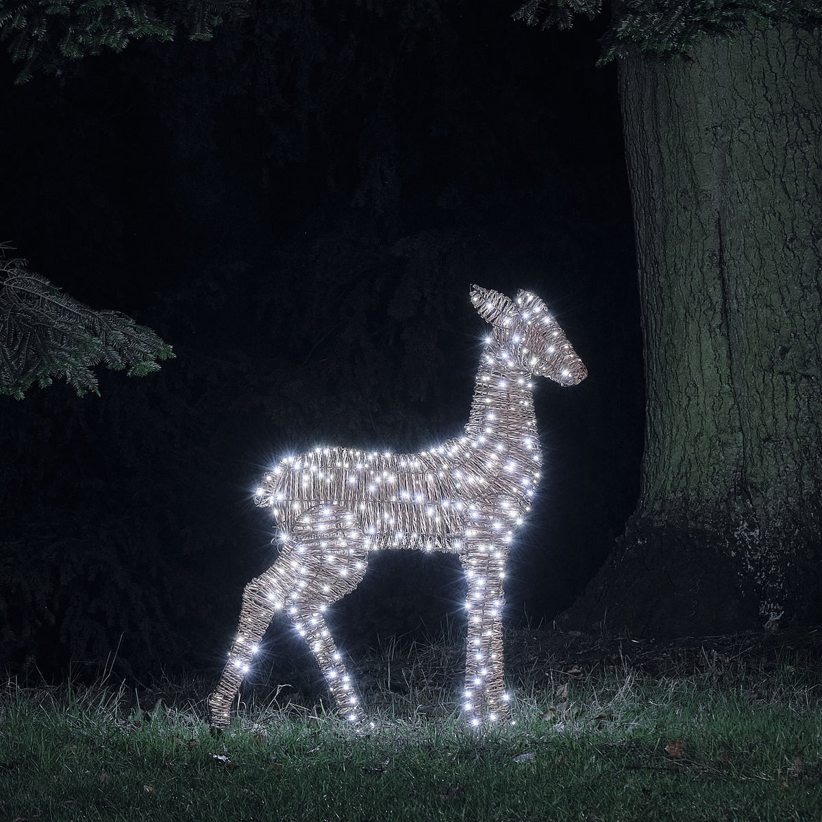 Grande Biche Lumineuse Pateley de 1,1 m en Rotin à 400 LED Bicolores