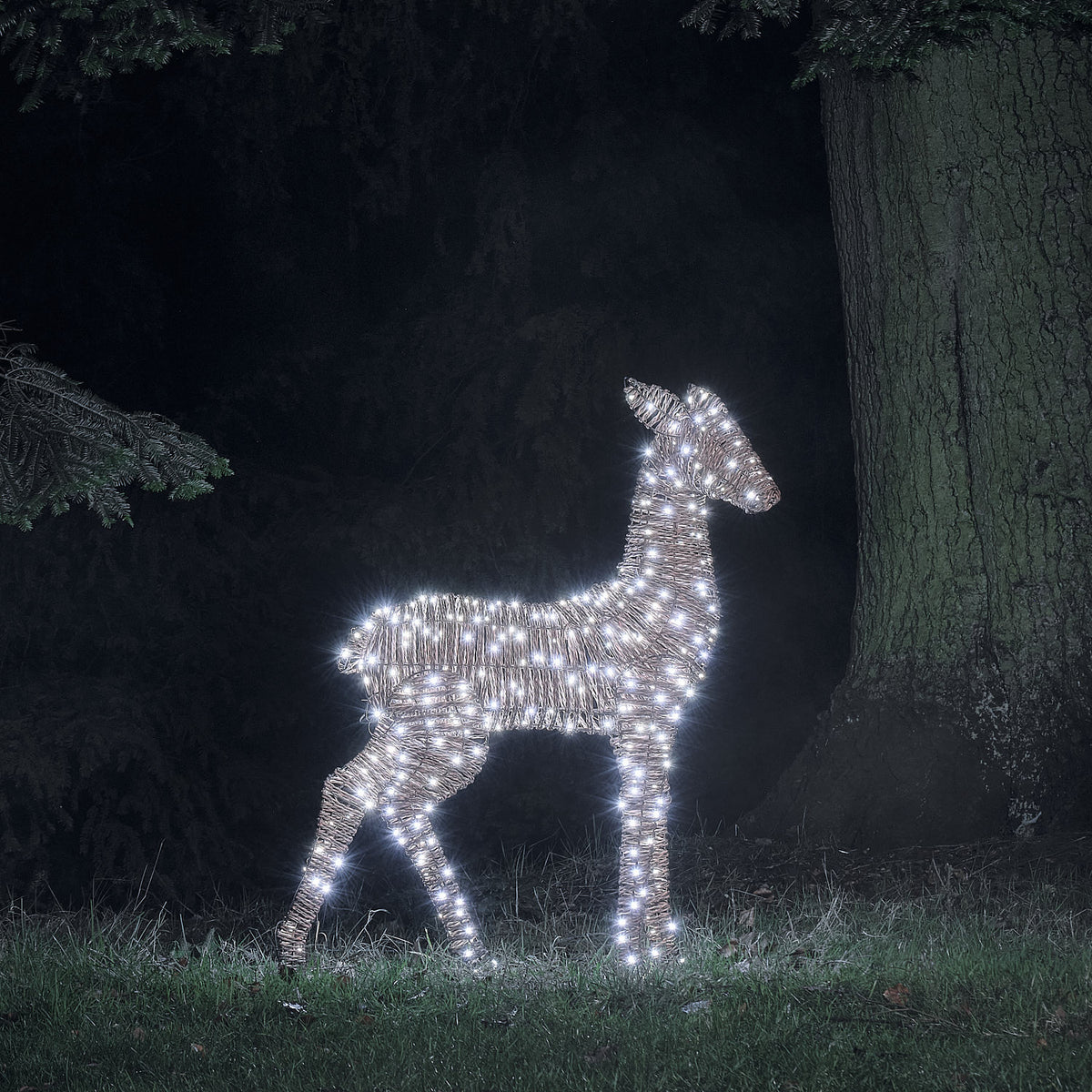 Grande Biche Lumineuse Pateley de 1,1 m en Rotin à 400 LED Bicolores