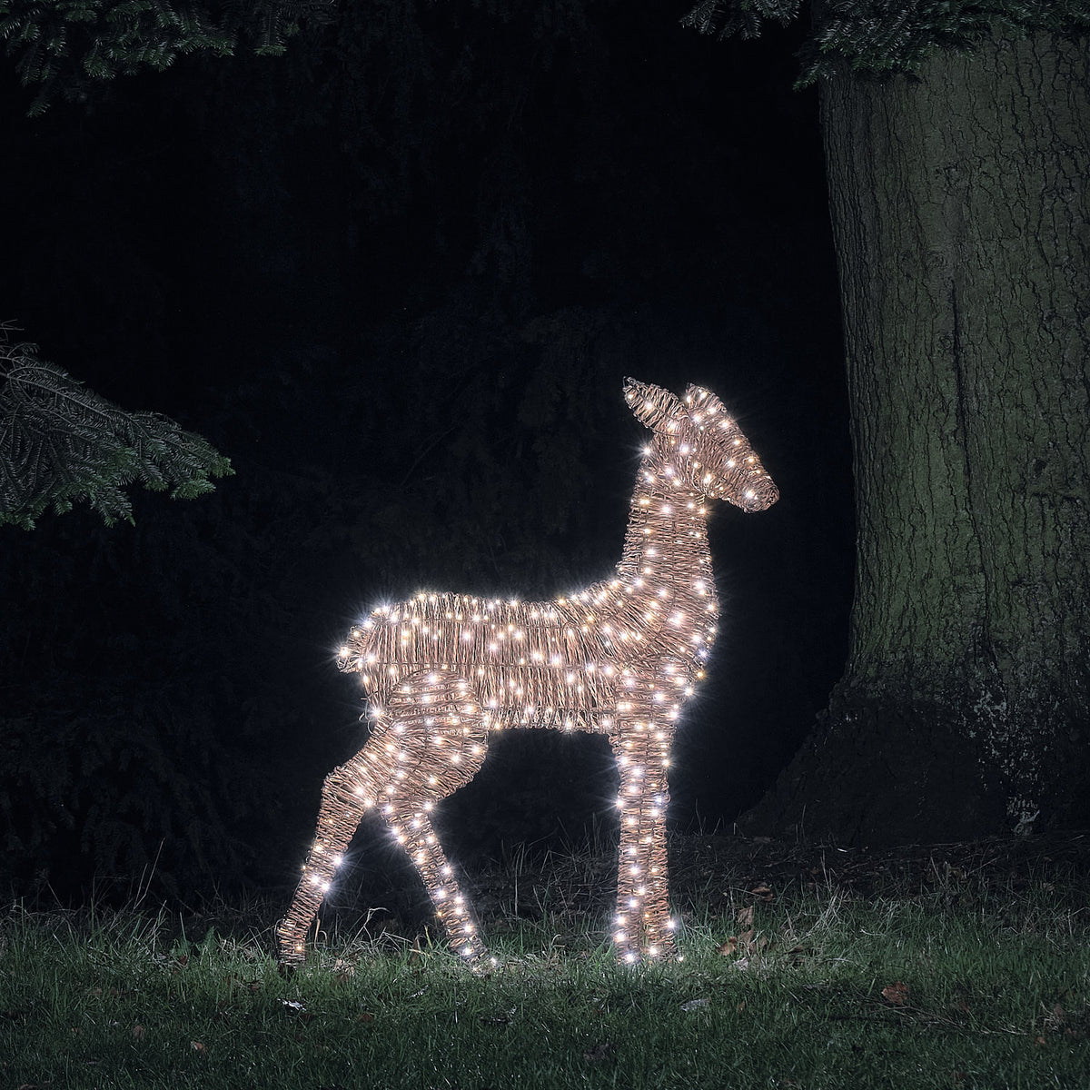 Grande Biche Lumineuse Pateley de 1,1 m en Rotin à 400 LED Bicolores