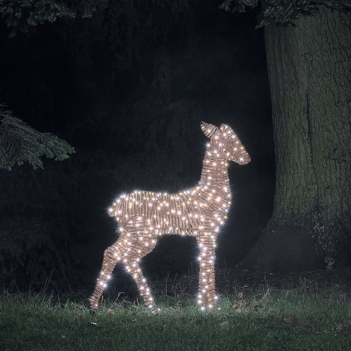 Grande Biche Lumineuse Pateley de 1,1 m en Rotin à 400 LED Bicolores