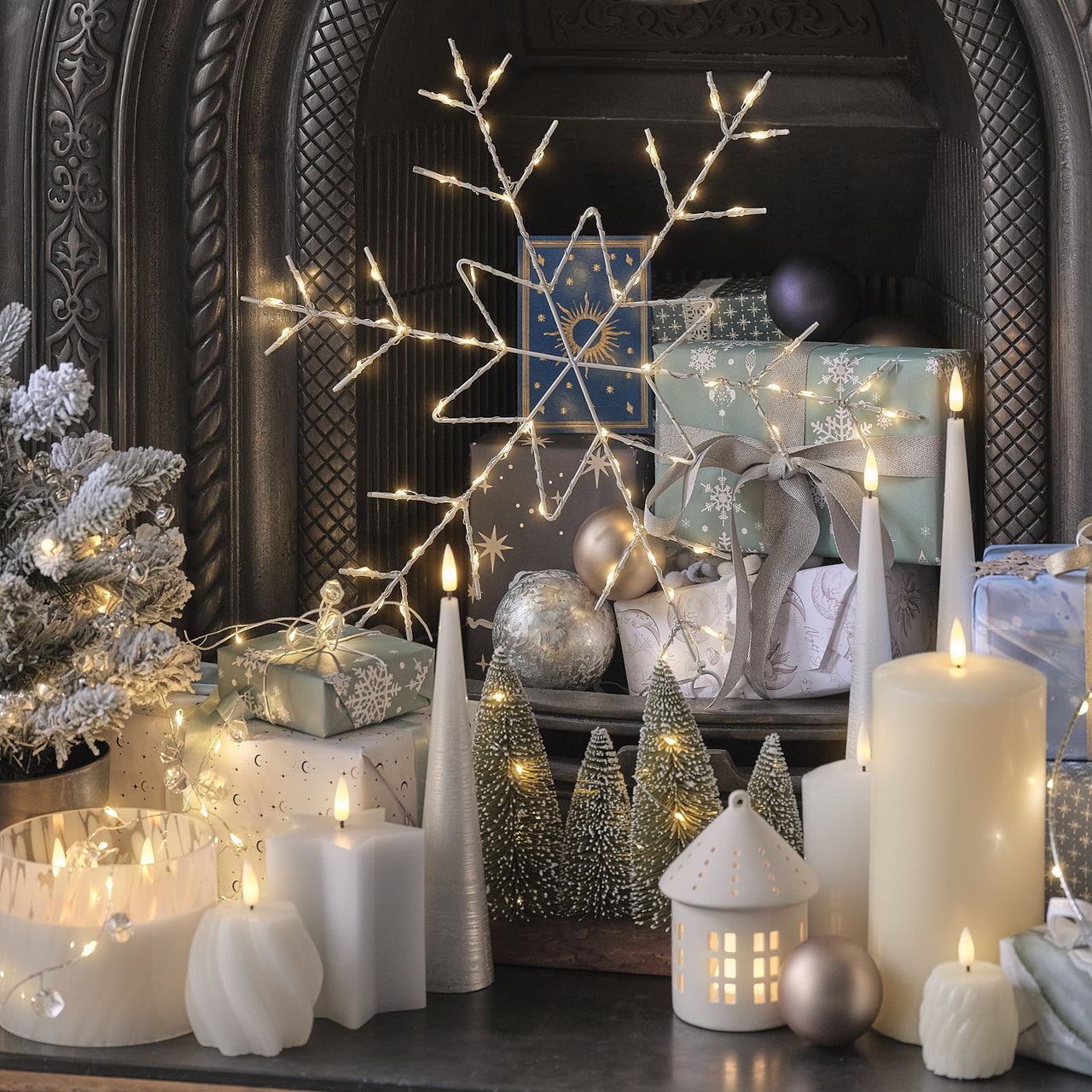 Lot de 6 Bougies Votives TruGlow® Ivoire Motif Tourbillon à LED avec Télécommande