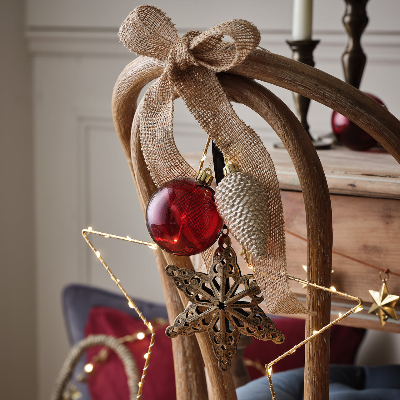 Lot de 2 Décorations de Sapin de Noël Étoiles en Métal