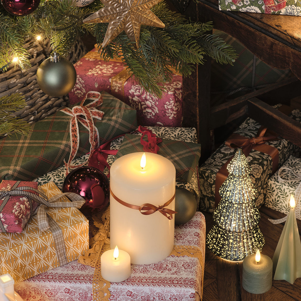 Lot de 3 Bougies Votives TruGlow® Vertes Effet Vieilli à LED avec Télécommande