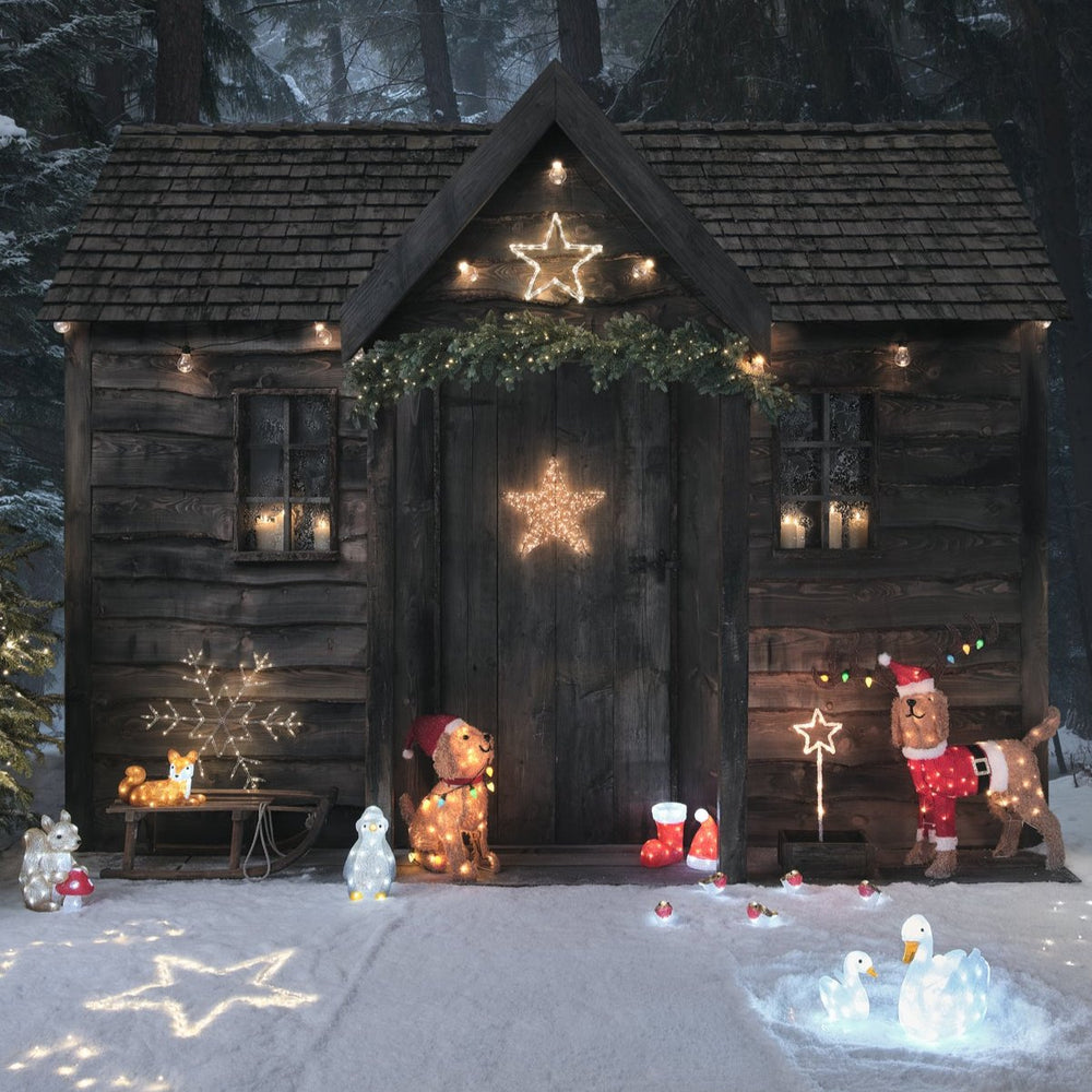 Renard Lumineux à Piles, Figurine de Noël d'Extérieur en Acrylique