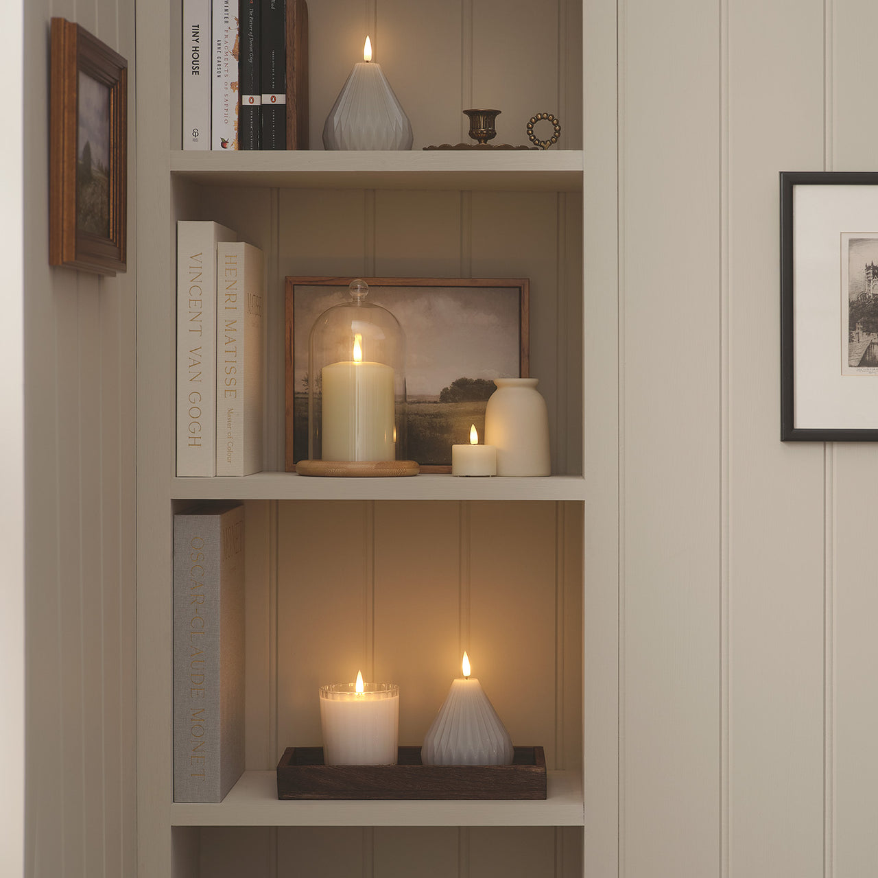 Bougie LED TruGlow®, Photophore en Verre Strié avec Télécommande