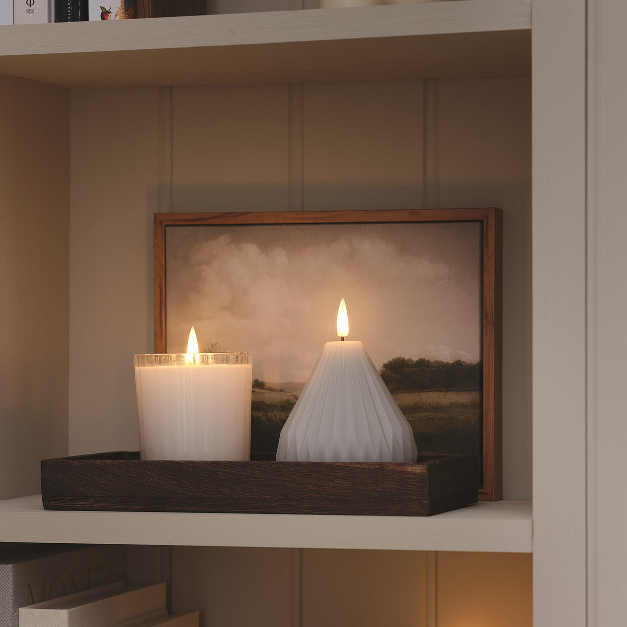 Bougie LED TruGlow®, Photophore en Verre Strié avec Télécommande