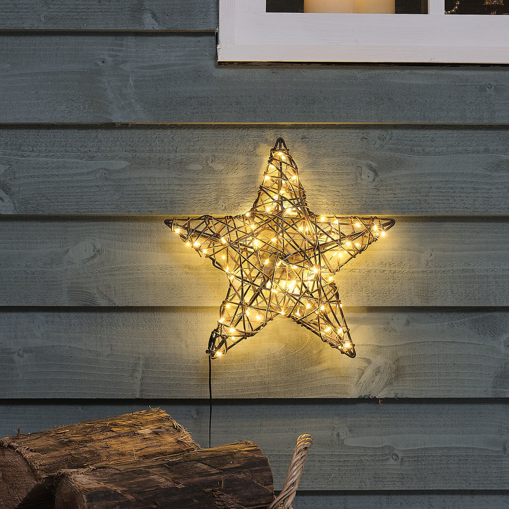 Étoile Lumineuse en Rotin de 30 cm à Suspendre