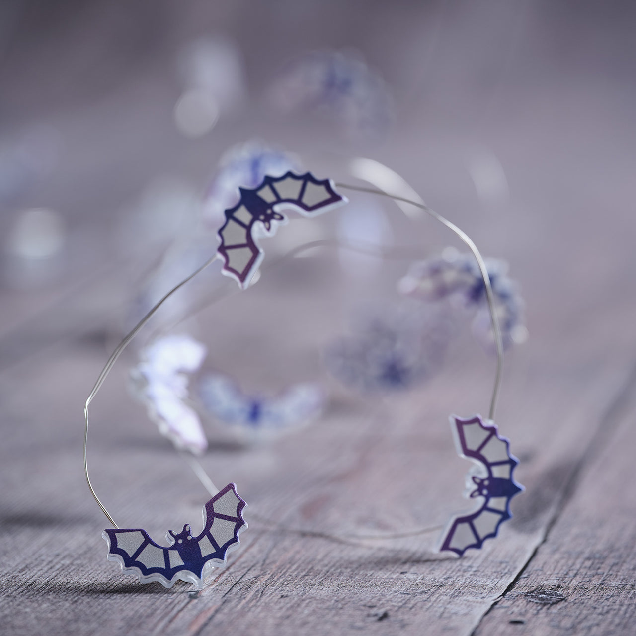Lot de Cloche en Verre & Guirlande Micro LED Chauves-souris