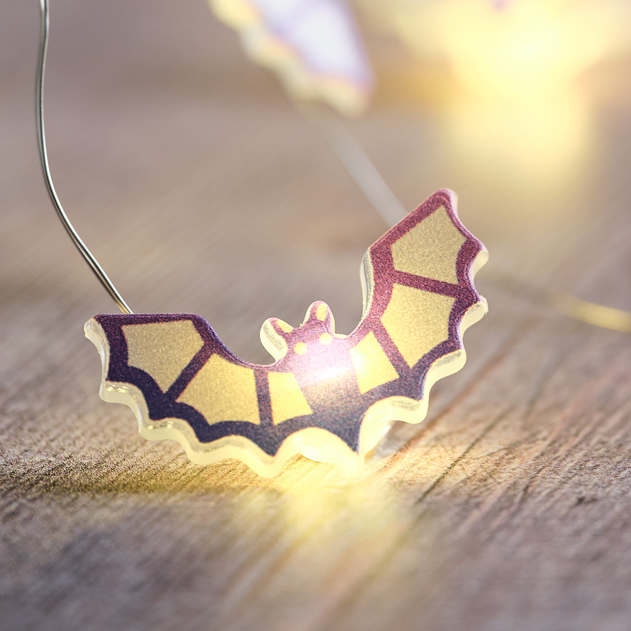Lot de Cloche en Verre & Guirlande Micro LED Chauves-souris