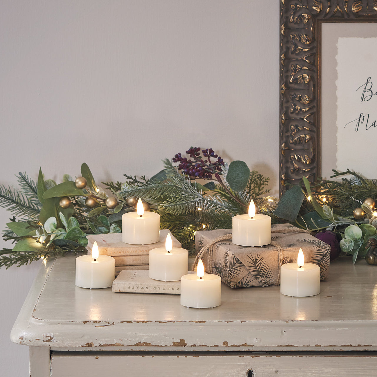 24 pièces/6 pièces bougies votives sans flamme en blanc chaud