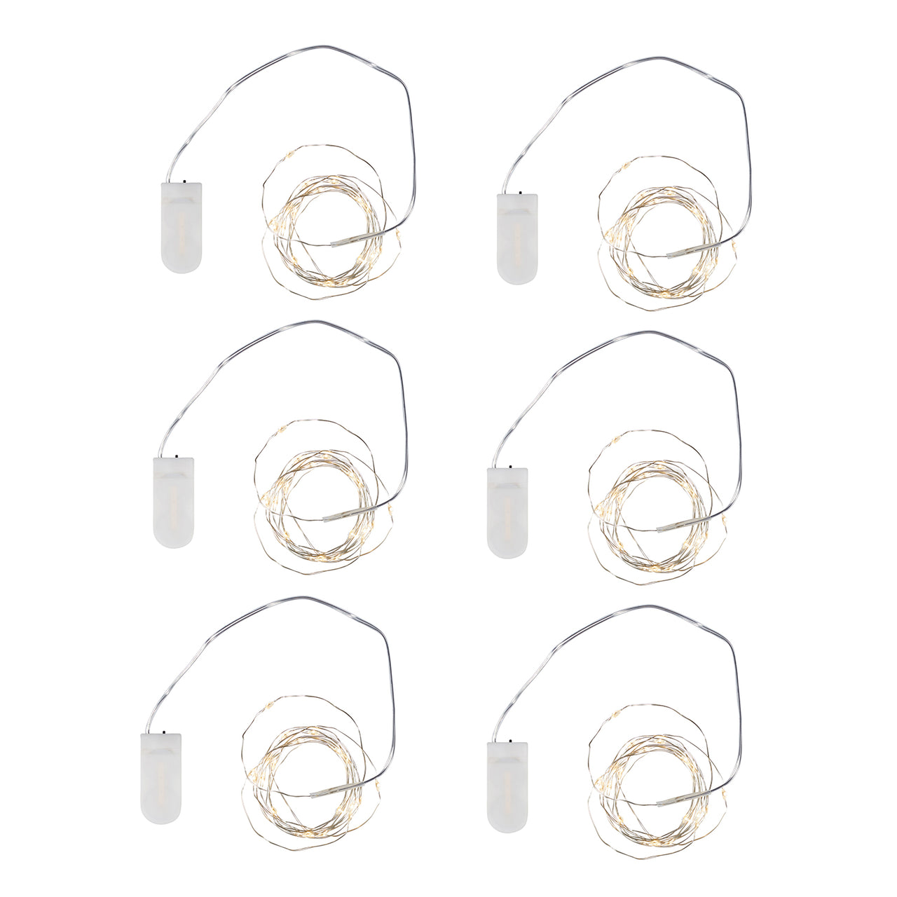 Lot de 6 Guirlandes à 20 Micro LED Blanc Chaud