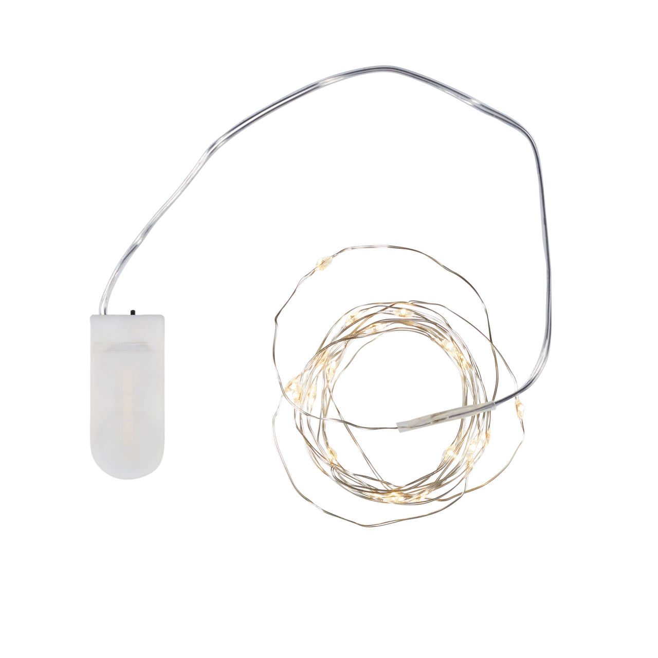 Guirlande lumineuse piles 2M 20 Micro LED blanc chaud câble argenté