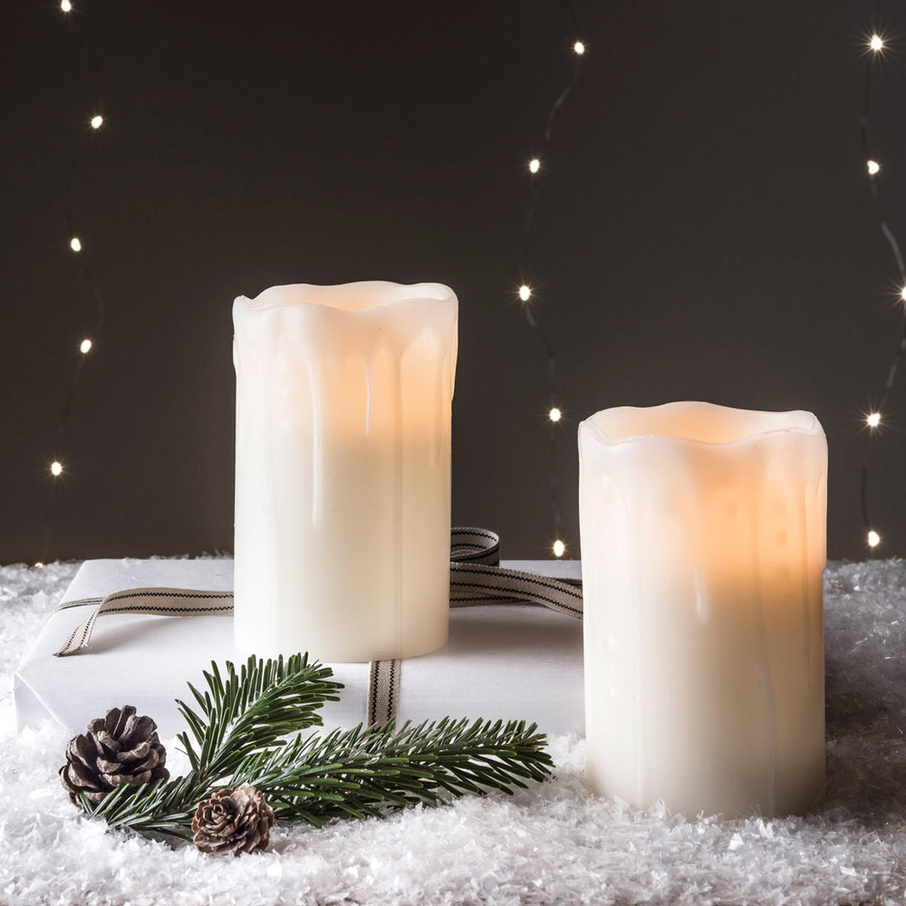 Lot de 2 Bougies LED à Piles en Cire avec Effet Fondu et Minuterie