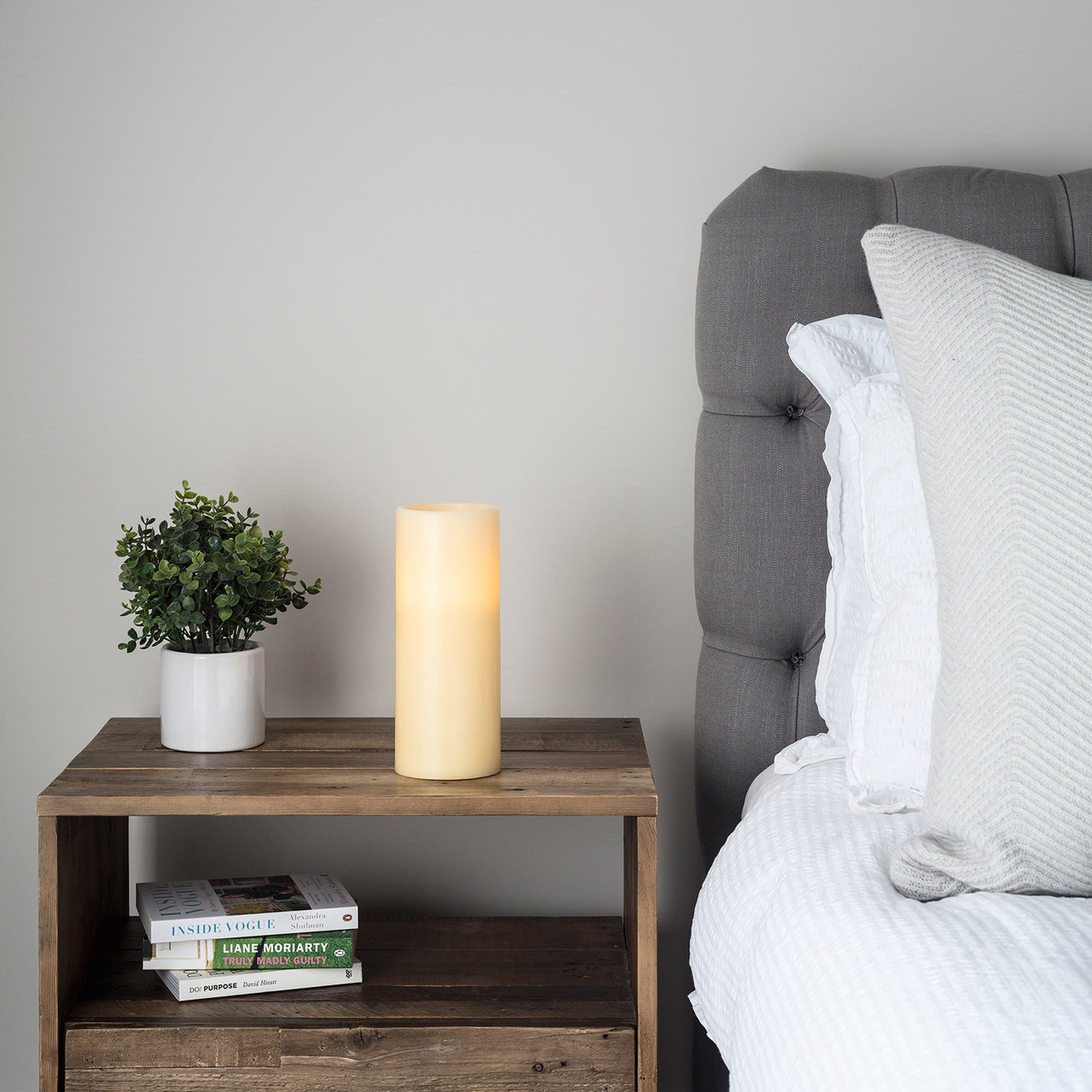 Grande Bougie Pilier LED à Piles en Cire avec Minuterie