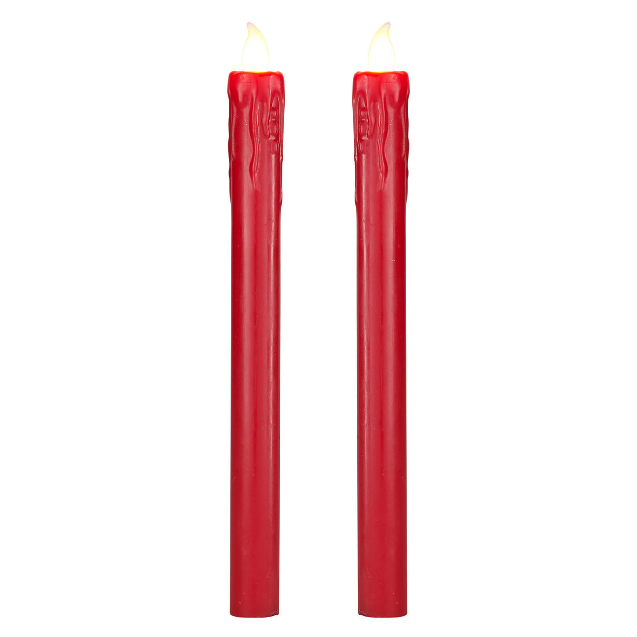 2 Bougies Chandelier LED à Piles en Cire Rouge
