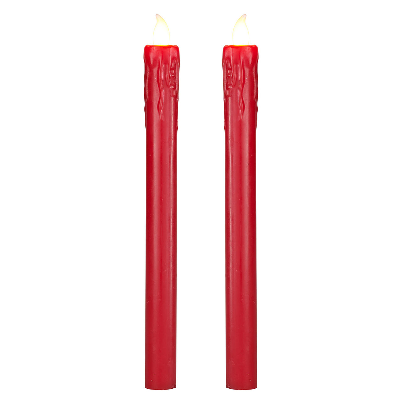 2 Bougies Chandelier LED à Piles en Cire Rouge