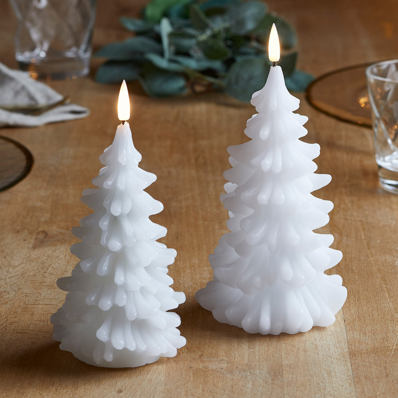 Duo de Bougies TruGlow® en forme d'Arbre de Noël