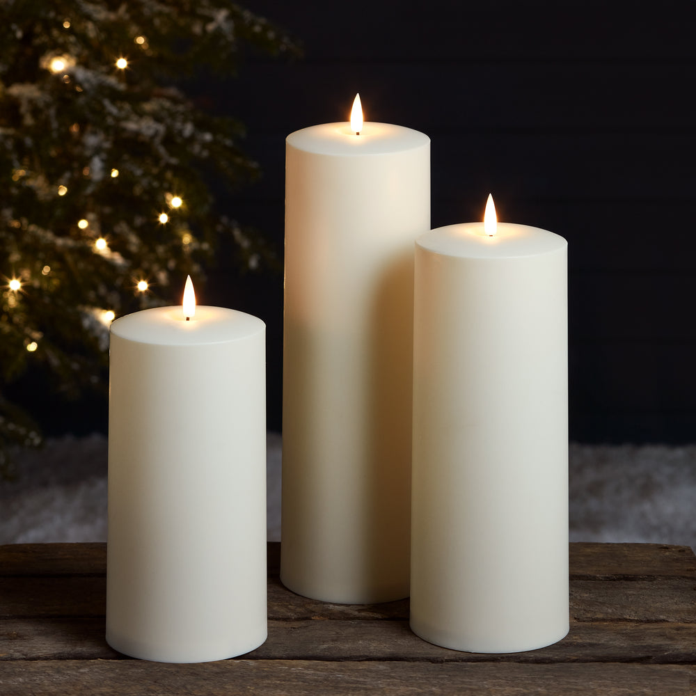 Lot de 3 Grandes Bougies d'Extérieur à LED TruGlow®