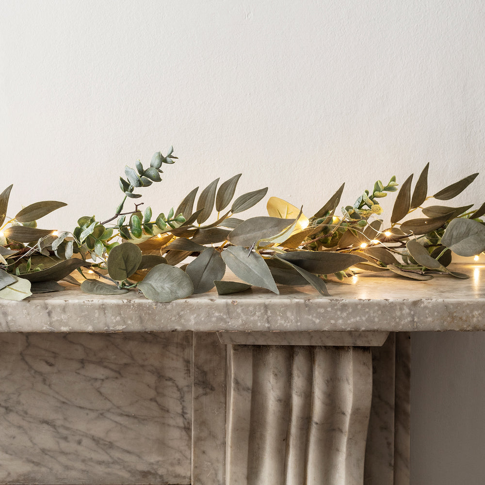 Mixed Foliage Garland with Micro Lights
