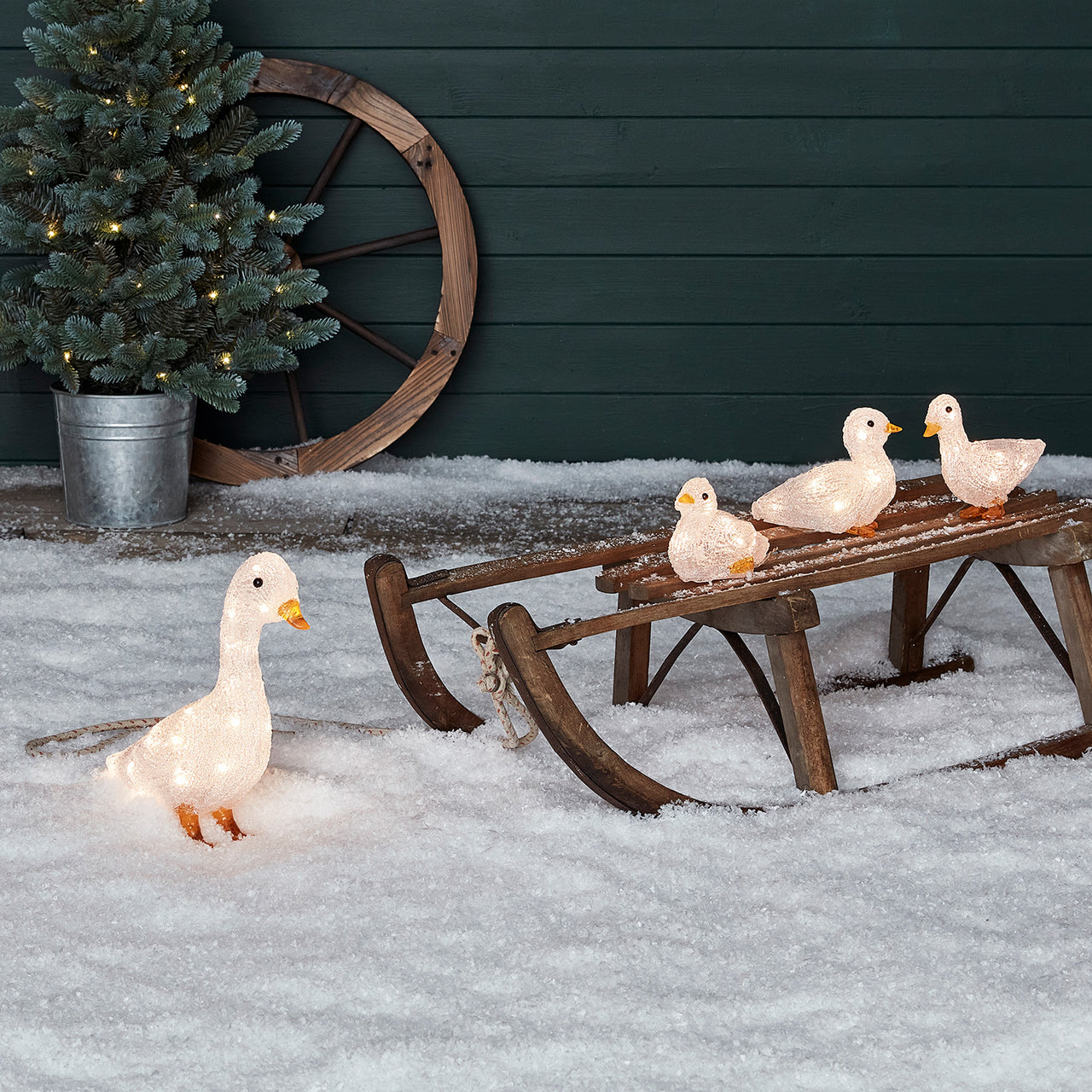 Déco de Noël Famille de Canards en Acrylique