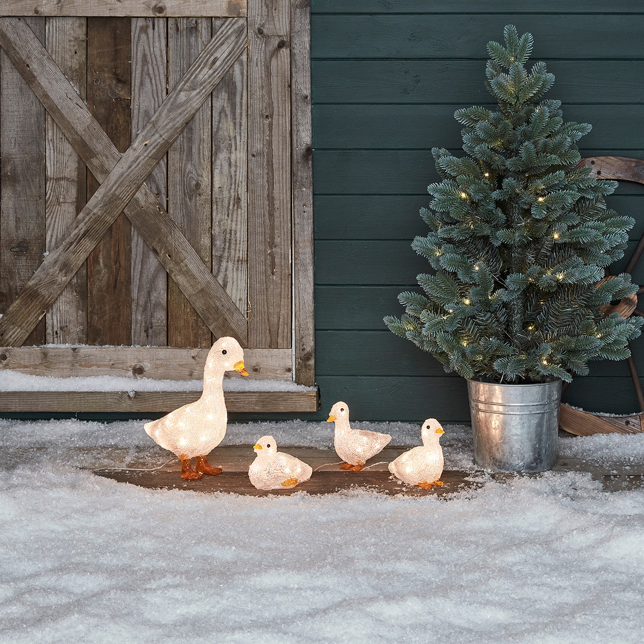 Déco de Noël Famille de Canards en Acrylique