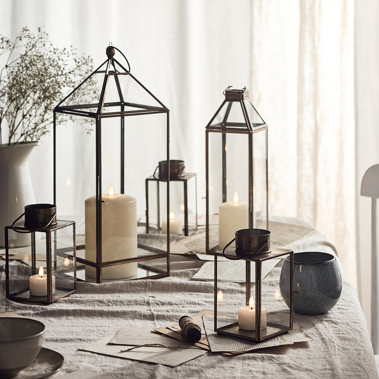 Grande Lanterne Artisanale Effi avec Bougie TruGlow®