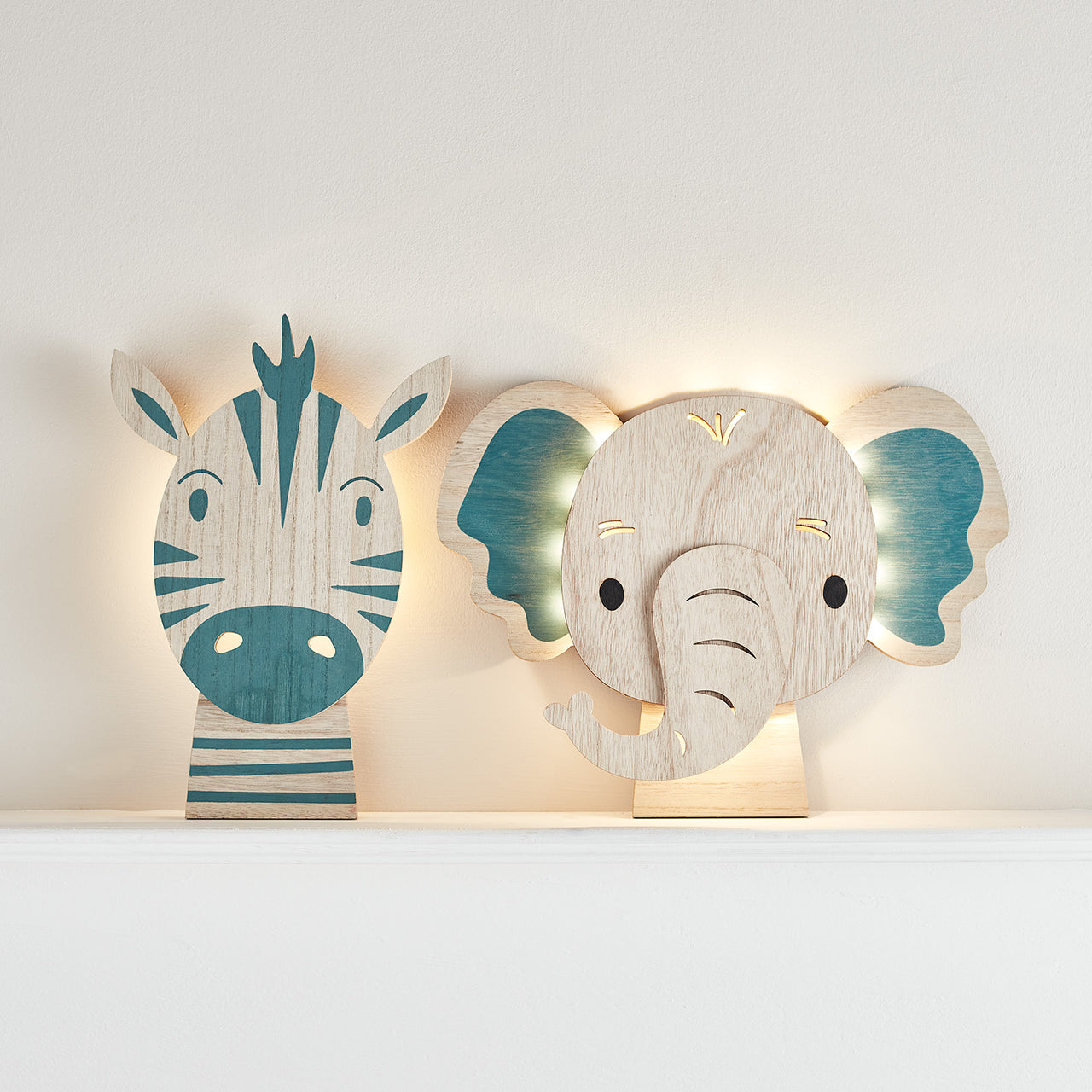 Duo d'Appliques pour Enfants - Zèbre et Éléphant