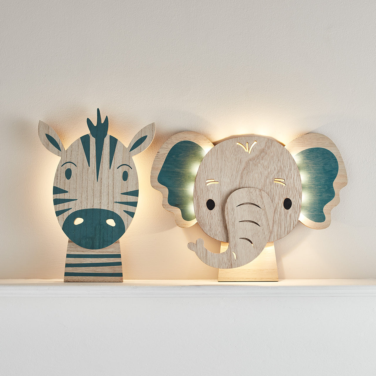 Duo d'Appliques pour Enfants - Zèbre et Éléphant