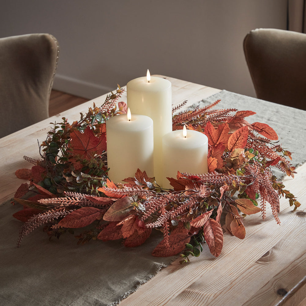 Lot de Couronne de Feuilles d'Érable et Bougies TruGlow®