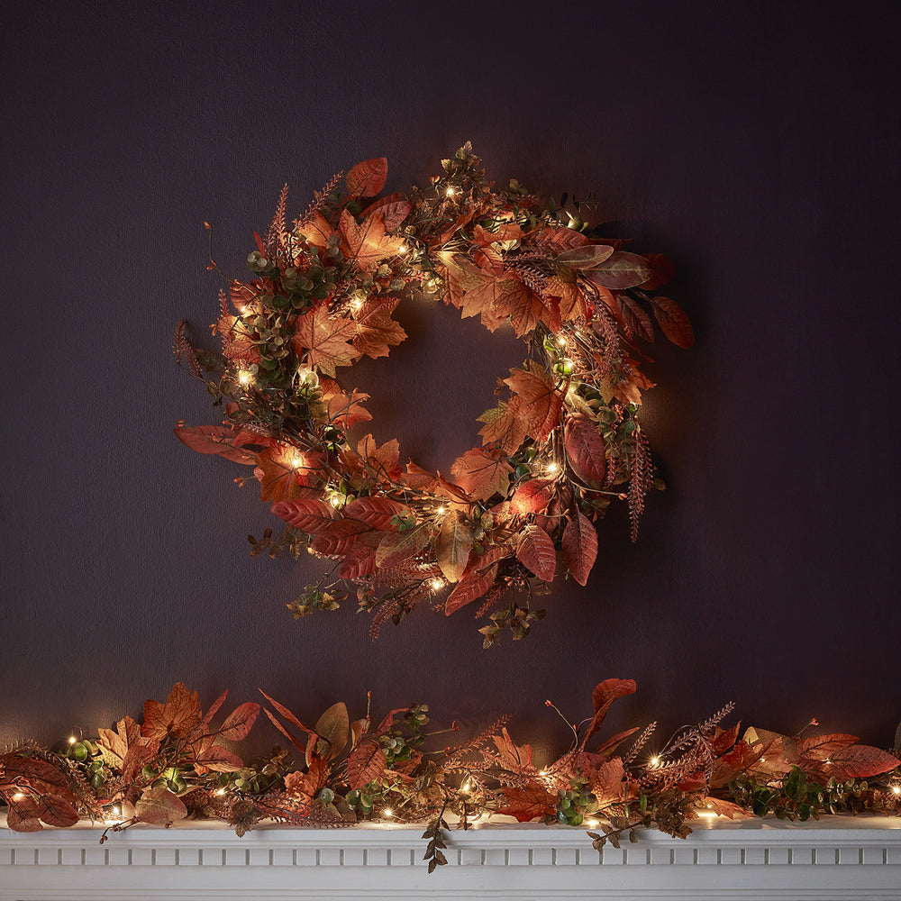 Lot de Couronne et Guirlande de Feuilles d'Érable