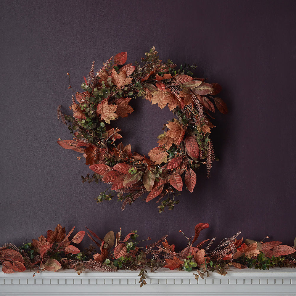 Lot de Couronne et Guirlande de Feuilles d'Érable