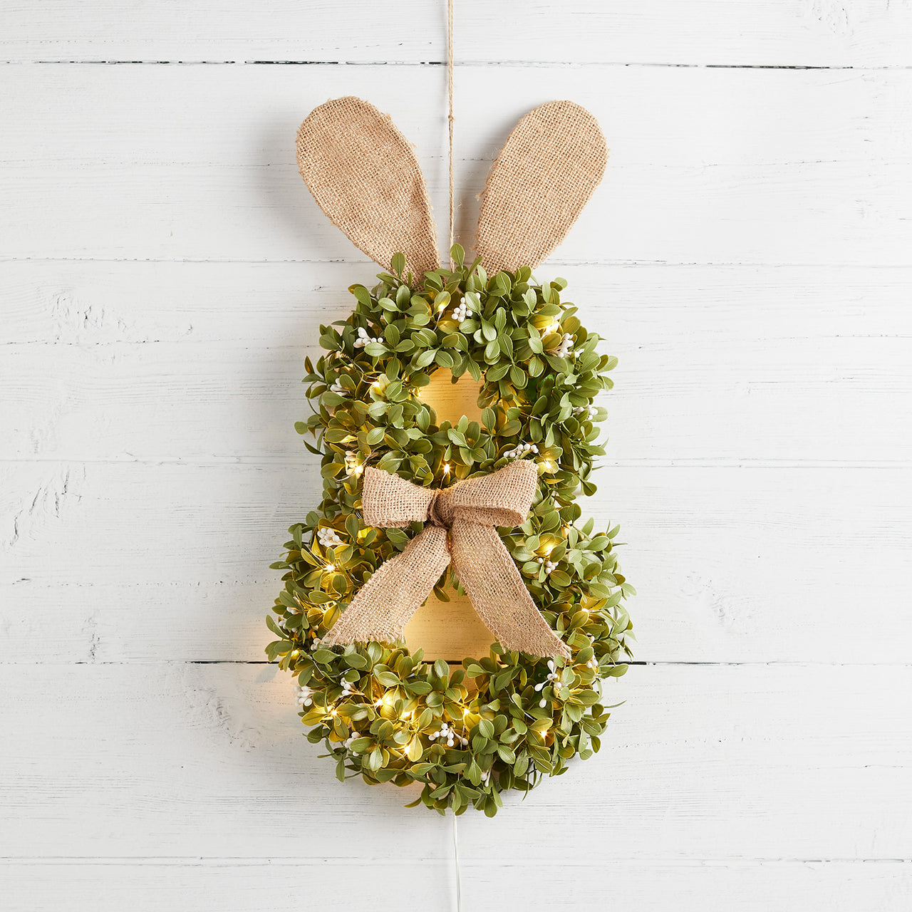 Lot Couronne Lapin de 50cm et Guirlande Micro LED